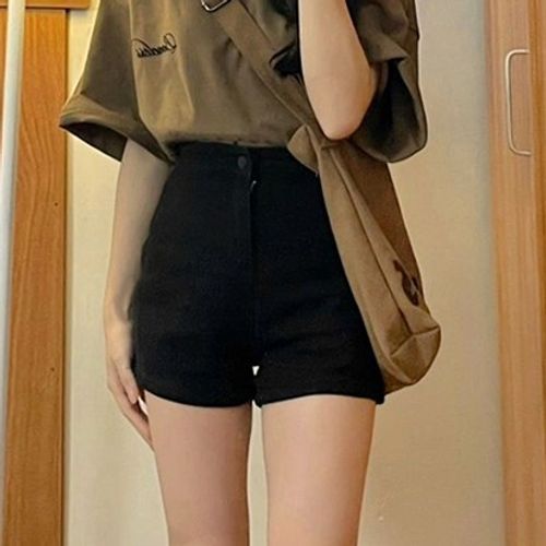 Sancus Mid Rise Plain Hot Pants YesStyle