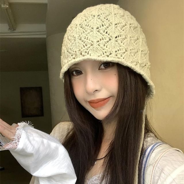 Combon-Plain Crochet Knit Beanie
