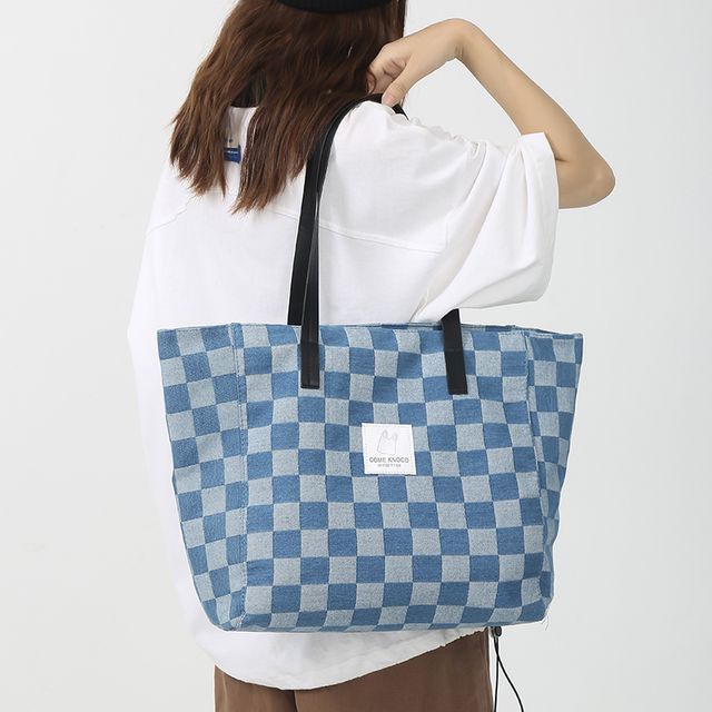 Sunhoney Checkered Tote Bag