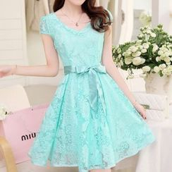 Smooch - Short-Sleeve Lace Dress