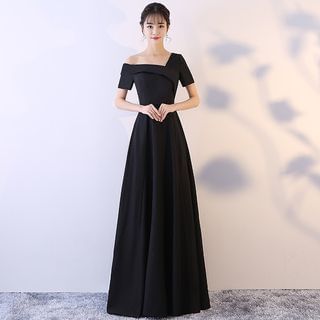 Fantasy Bride - Off-Shoulder Elbow-Sleeve Evening Gown | YesStyle