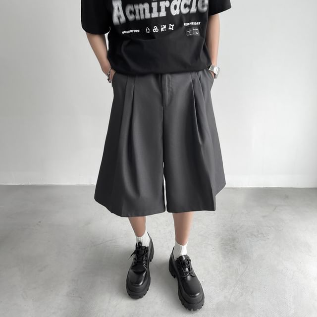 Plummie-High Waist Plain Wide Leg Shorts
