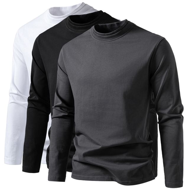 Blueforce-Long-Sleeve Mock Neck Plain T-Shirt