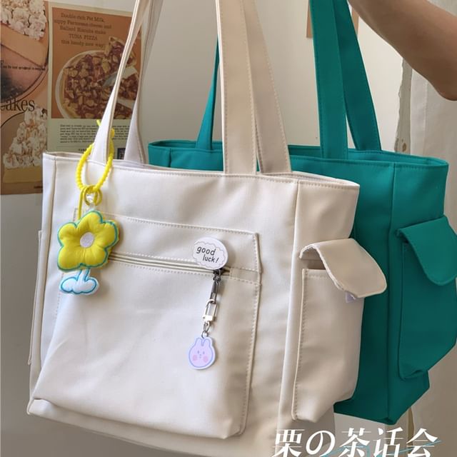 Plain Multi-Pocket Tote Bag