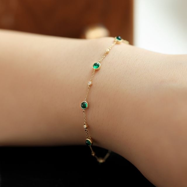 Phoenoa-Rhinestone S925 Sterling Silver Bracelet
