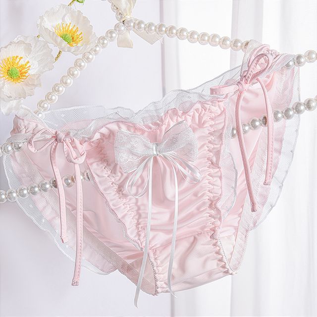 Ruched Frill Trim Bow Back Panty
