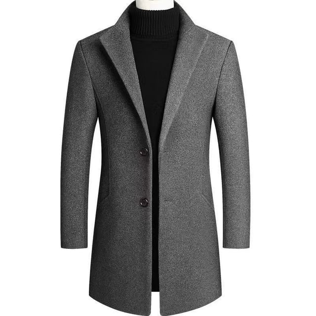 YIKES-Lapel Collar Single-Breasted Coat