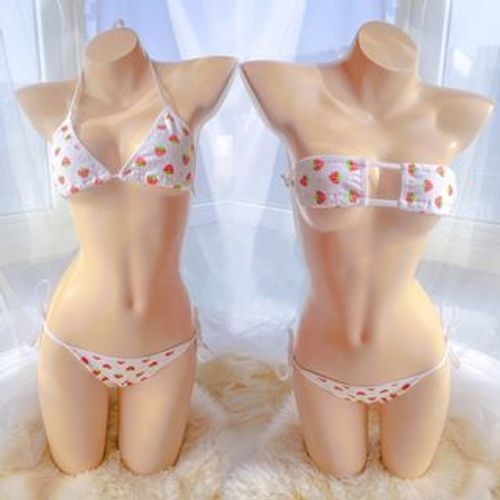 Womens Cute Strawberry Bikini Anime Lingerie Japanese Cosplay