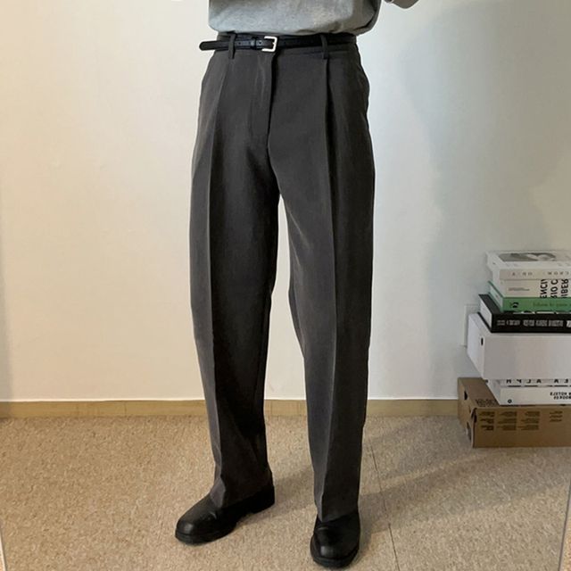 Okwano-High Waist Plain Dress Pants