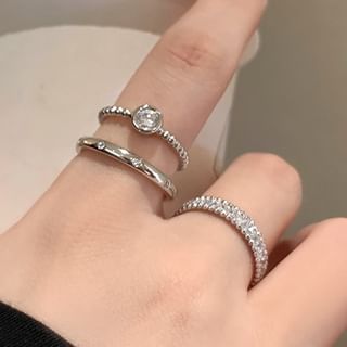 Wandoli-Rhinestone Alloy Open Ring Various Designs Set