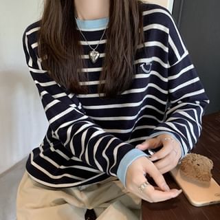 ANORA-Round Neck Striped Sweater