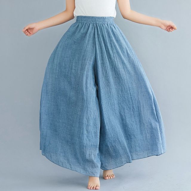 Fioridi-Plain Wide-Leg Pants