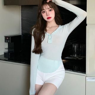 Shirt / High-Waist Hot Pants | YesStyle
