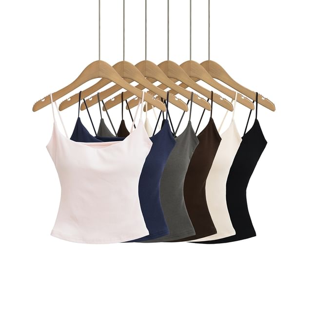 Ulark-Scoop Neck Plain Padded Crop Cami Top