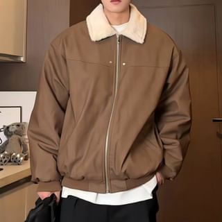 Blueforce-Fluffy Collar Zip Jacket