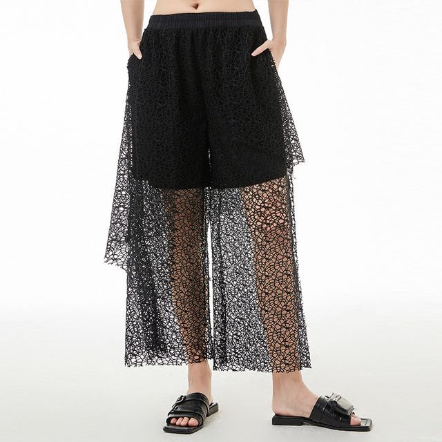 WEGGE - Layered Lace Wide Leg Pants | YesStyle