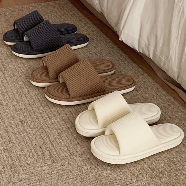 Honkizz-Couple Matching Plain Waffle Home Slippers
