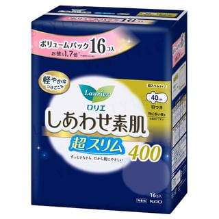 Kao - Laurier Happy Skin Volume Pack Super Slim For Heavy Flow At Night With Wings 40cm