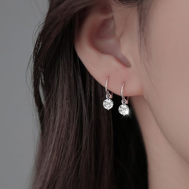 Toinianimos-925 Sterling Silver Rhinestone Drop Earring
