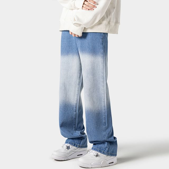 Wolfkane-Mid Rise Washed Straight Leg Jeans