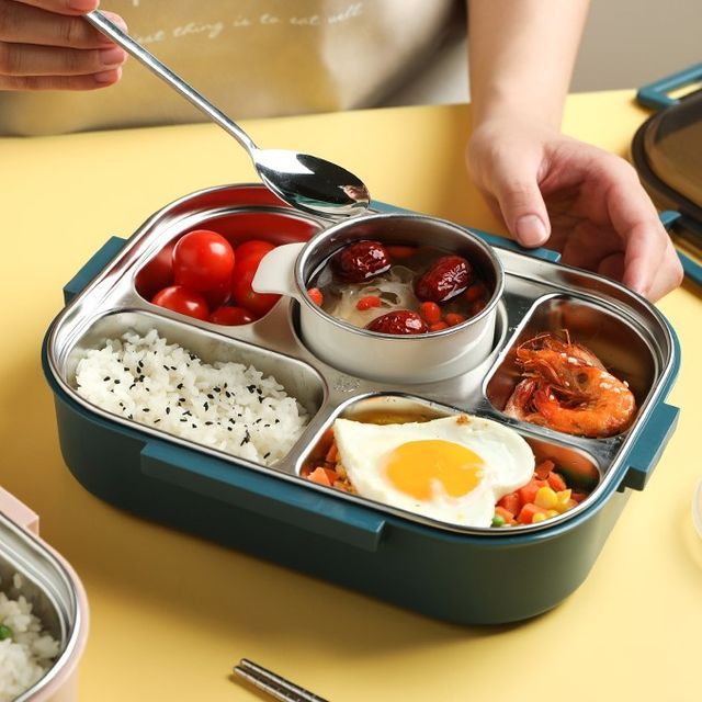 Chrysalis - Divided Stainless Steel Lunch Box / Chopsticks / Spoon ...