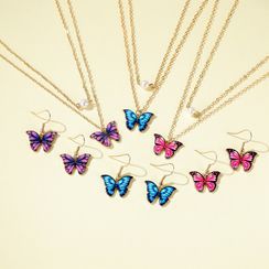 Cheermo - Set: Butterfly Drop Earring + Necklace Cheermo - Set: Butterfly Drop Earring + Necklace