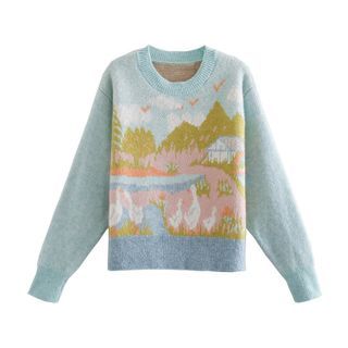 Paxbara-Duck Print Sweater