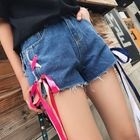 Shimi - Ribbon Lace-Up Denim Shorts
