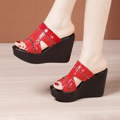 Hannah - Peep-Toe Platform Wedge-Heel Sandals Sandals