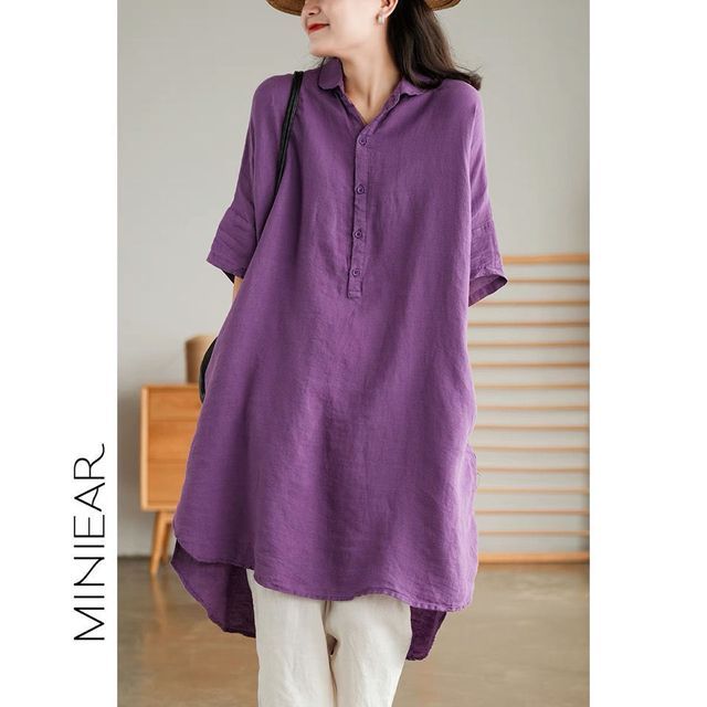 Dipssi - Elbow-Sleeve Tunic Shirt | YesStyle