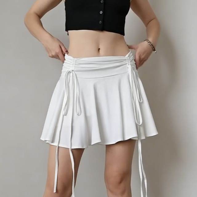 Ulark-Minifalda evasé lisa de cintura alta de Balletcore
