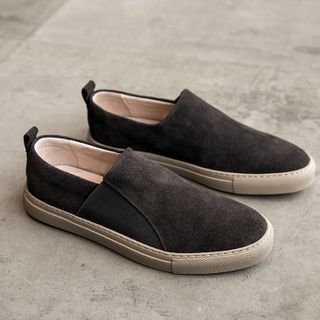 faux leather slip ons