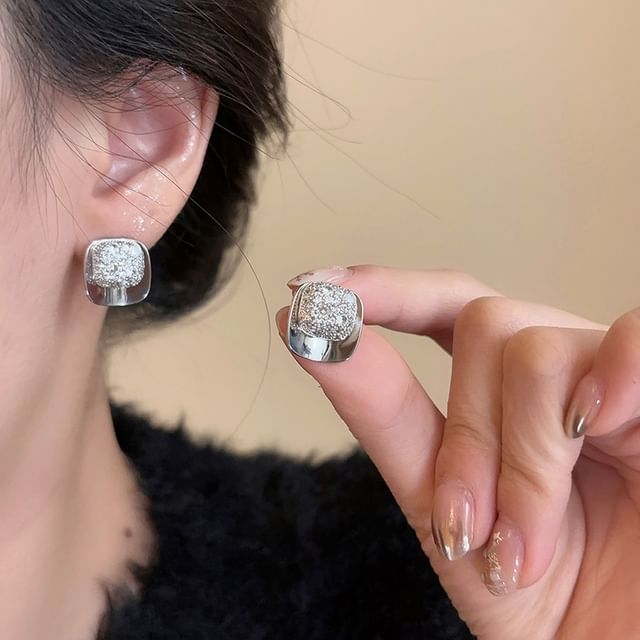 Jael-Rhinestone Square Alloy Stud Earring