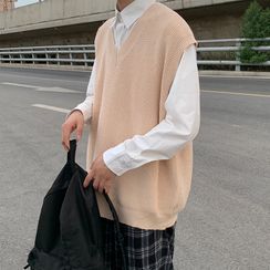 Vernanah - Plain Sweater Vest Vernanah - Plain Sweater Vest