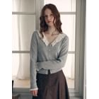 rolarola - Ruffle-Collar Knit Cardigan (Gray) | YesStyle
