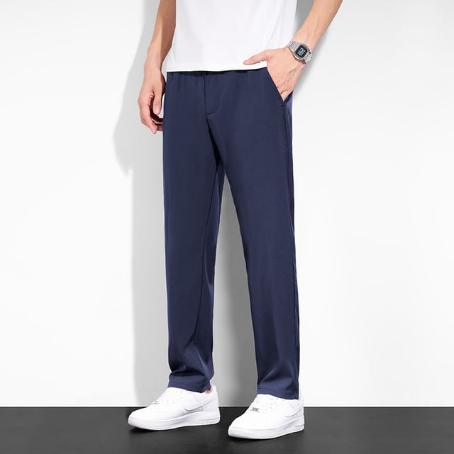 Denimic-Mid Rise Plain Tapered Pants