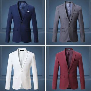 Sheck-Single-Button Lapel Plain Blazer
