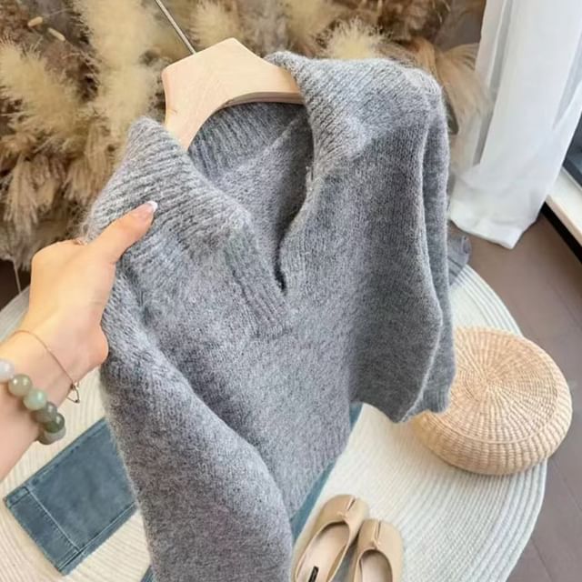 FR-Collar Plain Sweater