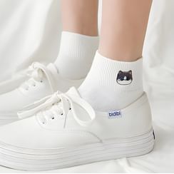 Cottonet - Set of 3 Pairs: Embroidered Cat Socks