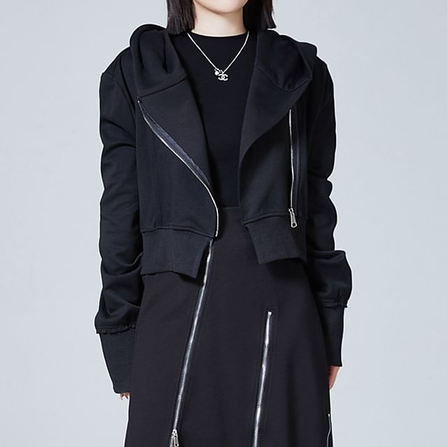 KUMI-Plain Zip Hoodie