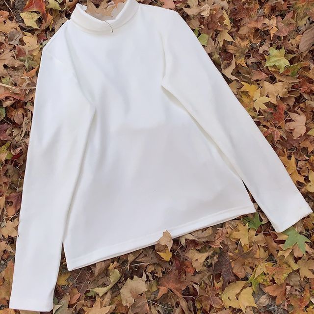 Glotto-Long-Sleeve Round Neck Plain T-Shirt
