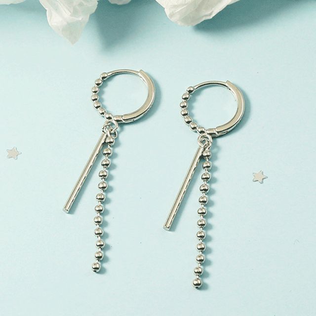Forainer-Chain Bar Alloy Fringed Earring