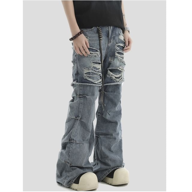 Banash-Washed Distressed Baggy Jeans