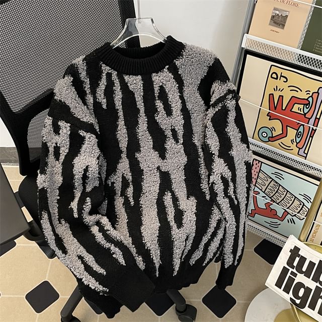 Plummie-Crewneck Two Tone Sweater