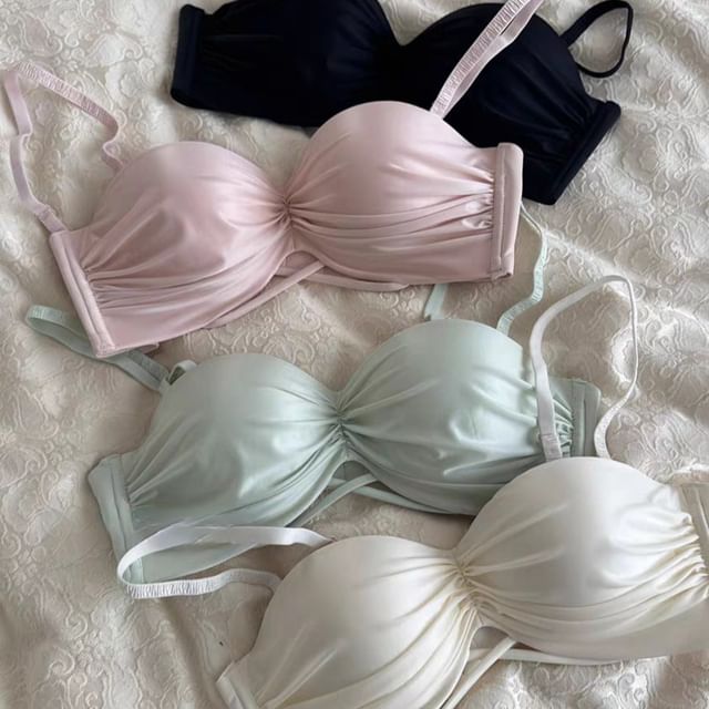 Wildery-Cinched Plain Bra Panty Set