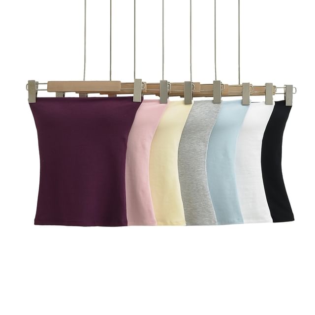 Ulark-Strapless Plain Crop Tube Top