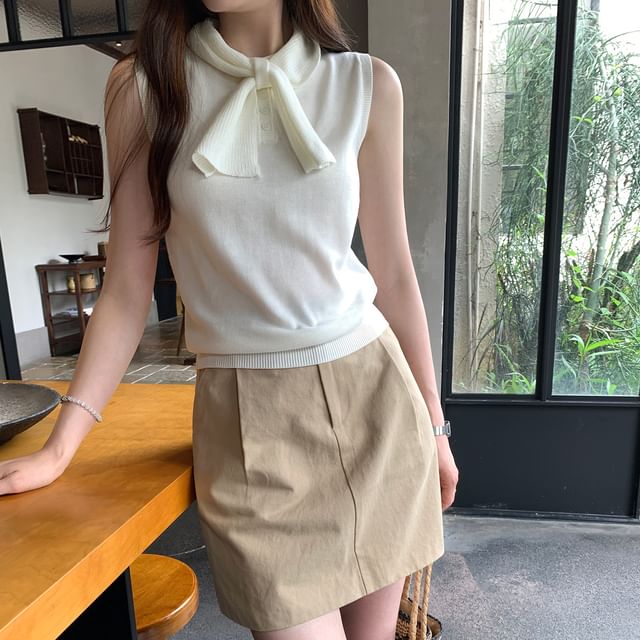 Asiris-Mock Two-Piece Plain Knit Tank Top
