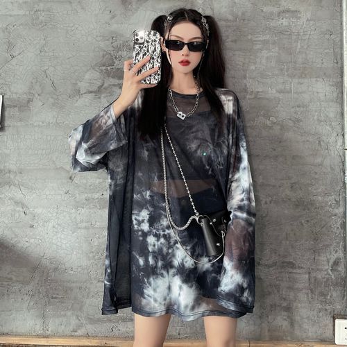 Tie dye mesh hot sale t shirt dress