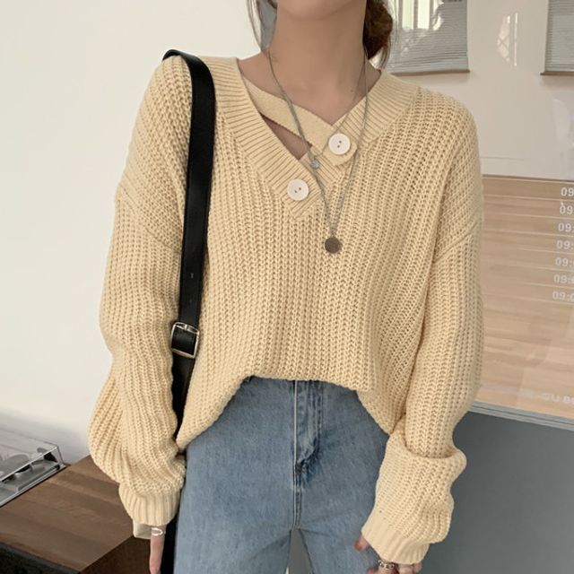 chunky button up sweater