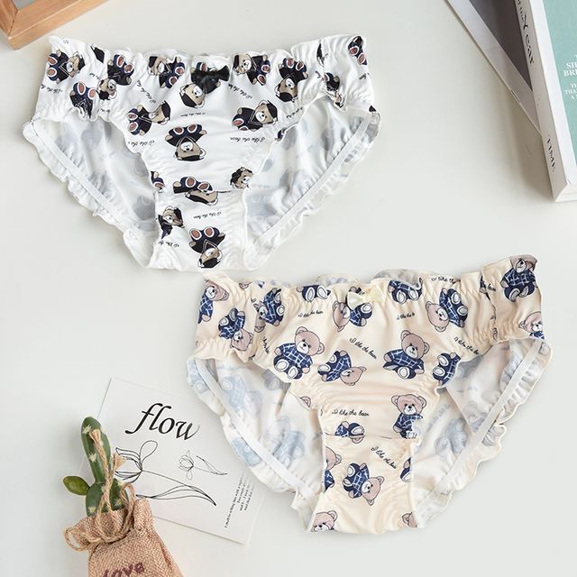 Pancherry - Couple Matching Set: Bear Embroidered Panty + Undershorts
